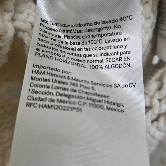 Y2k H&M Crochet knit 100% Algodon Cotton Ivory Oversized  Collard boho sz S - Picture 7 of 9
